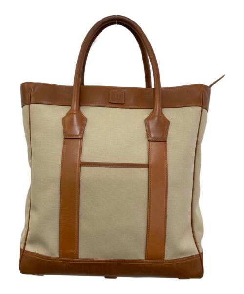 dunhill（ダンヒル）dunhill (ダンヒル) レザーコンビ キャンバストートバッグ ブラウンの古着・服飾アイテム