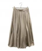 MACKINTOSH LONDONマッキントッシュ ロンドン）の古着「レザーライクサテンプリーツスカート　G5S03-320-06」｜ベージュ
