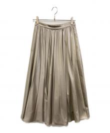 MACKINTOSH LONDON（マッキントッシュ ロンドン）の古着「レザーライクサテンプリーツスカート　G5S03-320-06」｜ベージュ
