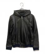 古着フルギ）の古着「フーデットレザージャケット」｜ブラック