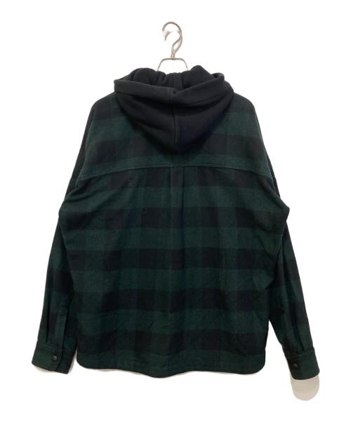 Palm Angels（パーム エンジェルス）Palm Angels (パーム エンジェルス) Check Logo Hooded Overshirt グリーン サイズ:Mの古着・服飾アイテム