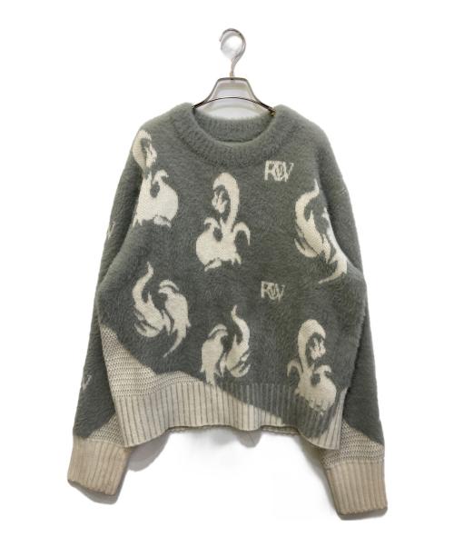 FenG CHen WANG（フェンチェンワン）FENG CHEN WANG (フェンチェンワン) Jacquard Pullover Sweater グレー サイズ:Ｍの古着・服飾アイテム