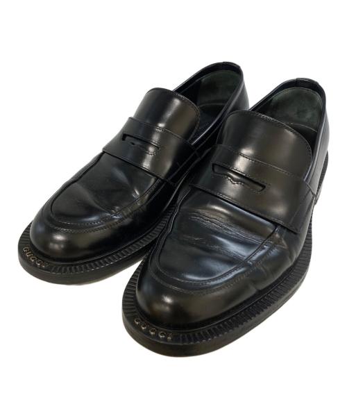 GUCCI（グッチ）GUCCI (グッチ) Uチップコインローファー　794790 ブラック サイズ:7の古着・服飾アイテム