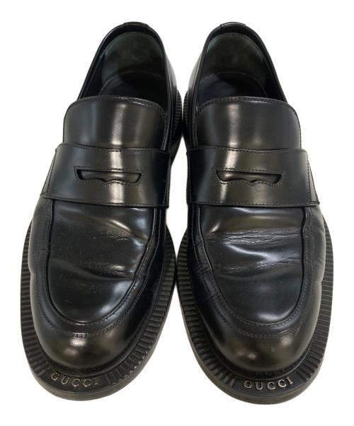 GUCCI（グッチ）GUCCI (グッチ) Uチップコインローファー　794790 ブラック サイズ:7の古着・服飾アイテム