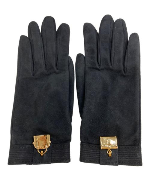 HERMES（エルメス）HERMES (エルメス) ボリードジジェチャームスエード手袋 ブラックの古着・服飾アイテム