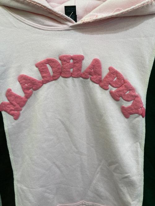 Rebuild by Needles（リビルドバイニードルス）Rebuild by Needles (リビルドバイニードルス) madhappy (マッドハッピー) 再構築プルオーバーパーカー ピンク サイズ:Lの古着・服飾アイテム