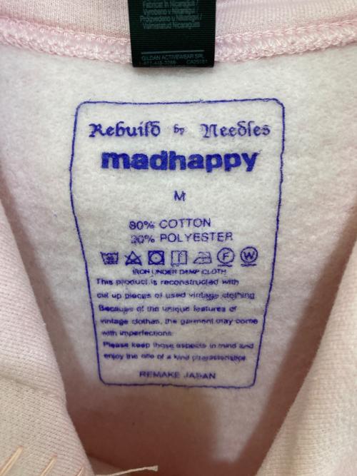 Rebuild by Needles（リビルドバイニードルス）Rebuild by Needles (リビルドバイニードルス) madhappy (マッドハッピー) 再構築プルオーバーパーカー ピンク サイズ:Lの古着・服飾アイテム