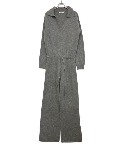 Rosarymoon（ロザリームーン）ROSARYMOON (ロザリームーン) V-neck Knit All-in-one グレー サイズ:REGULARの古着・服飾アイテム