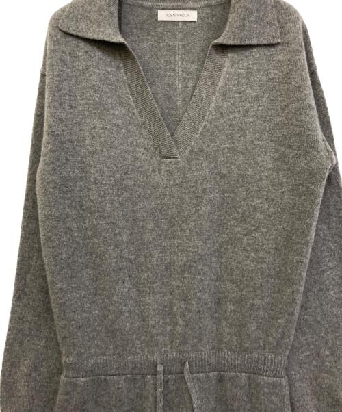 Rosarymoon（ロザリームーン）ROSARYMOON (ロザリームーン) V-neck Knit All-in-one グレー サイズ:REGULARの古着・服飾アイテム