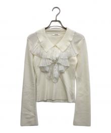 Snidel（スナイデル）の古着「Sustainableレイヤードラッフルニットプルオーバー SWNT255124」｜ベージュ