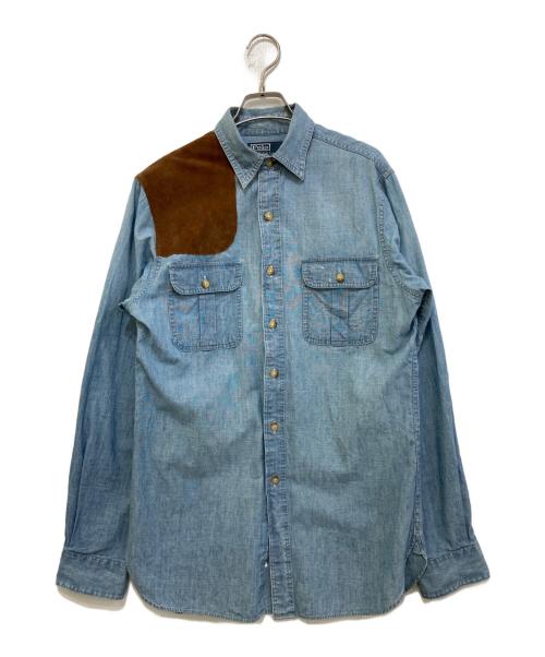 POLO RALPH LAUREN（ポロ・ラルフローレン）POLO RALPH LAUREN (ポロ・ラルフローレン) シャンブレーハンティングシャツ ブルー サイズ:Sの古着・服飾アイテム