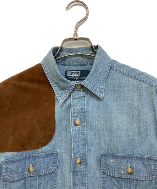 POLO RALPH LAUREN（ポロ・ラルフローレン）POLO RALPH LAUREN (ポロ・ラルフローレン) シャンブレーハンティングシャツ ブルー サイズ:Sの古着・服飾アイテム