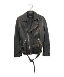 nano・universe（ナノ・ユニバース）の古着「ラムレザーダブルライダースジャケット」｜ブラック