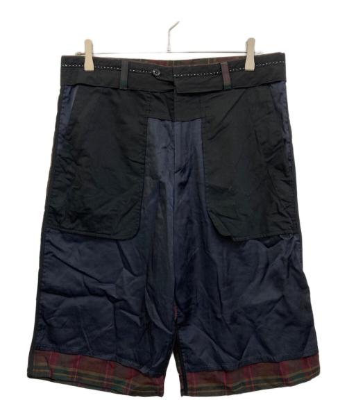 DRIES VAN NOTEN（ドリスヴァンノッテン）DRIES VAN NOTEN (ドリスヴァンノッテン) インサイドアウトチェックショートパンツ ブラック サイズ:48の古着・服飾アイテム