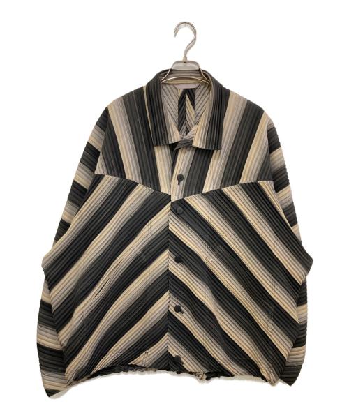 HOMME PLISSE ISSEY MIYAKE（オム プリッセ イッセイ ミヤケ）HOMME PLISSE ISSEY MIYAKE (オム プリッセ イッセイ ミヤケ) RB STRIPES 2 ブラック×グレー サイズ:2の古着・服飾アイテム