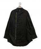 GROUND Yグラウンドワイ）の古着「LIGHT COTTON TWILLL WASH ONC LEFT OVERLAPPING SHIRT　GP-B08-003」｜ブラック