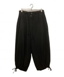 GROUND Y（グラウンドワイ）の古着「POLYESTER/TRIACETATE CREPE de CHINE BALLOON PANTS」｜ブラック