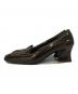 PRADA (プラダ) スクエアトゥエナメルハイヒールパンプス ブラウン サイズ:37 1/2：10000円