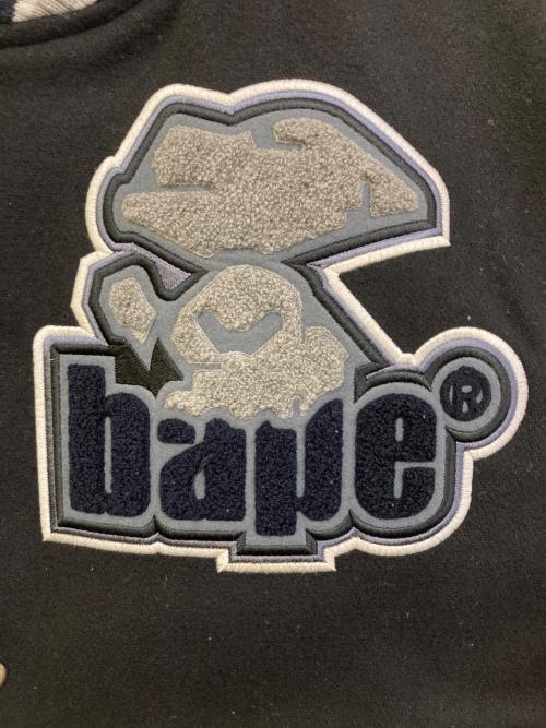 A BATHING APE（ア ベイシング エイプ）A BATHING APE (ア ベイシング エイプ) レザー切替スタジャン ブラック サイズ:Lの古着・服飾アイテム