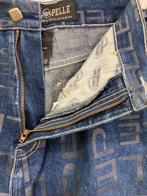 pellepelle（ペレペレ）pellepelle (ペレペレ) 総柄デニムパンツ　57X1P ブルー サイズ:36の古着・服飾アイテム