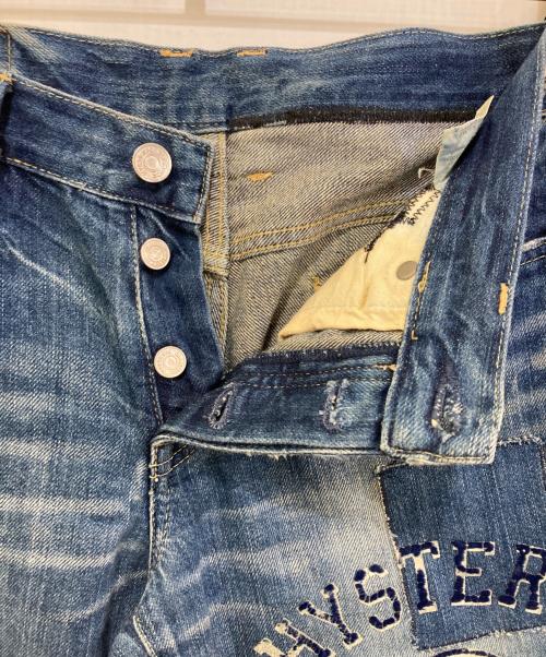 Hysteric Glamour（ヒステリックグラマー）Hysteric Glamour (ヒステリックグラマー) ダメージ加工ワイドデニムパンツ　2AP-4814 インディゴ サイズ:Mの古着・服飾アイテム