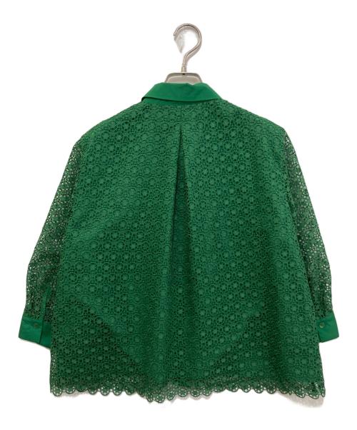 自由区（ジユウク）自由区 (ジユウク) ジオメトリックフラワーレースクロップド丈シャツ グリーン サイズ:40の古着・服飾アイテム