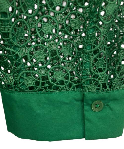 自由区（ジユウク）自由区 (ジユウク) ジオメトリックフラワーレースクロップド丈シャツ グリーン サイズ:40の古着・服飾アイテム