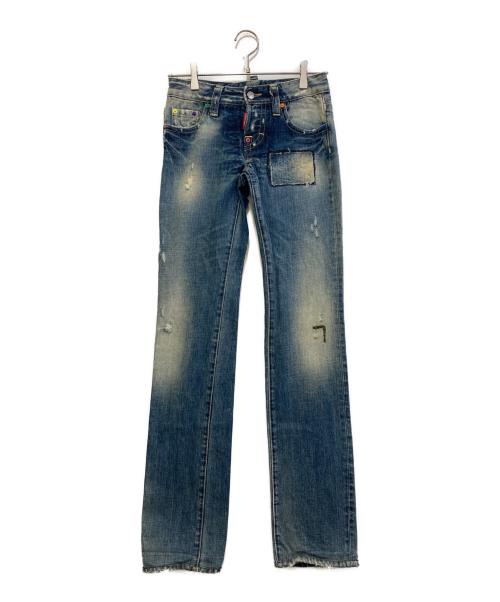 DSQUARED2（ディースクエアード）DSQUARED2 (ディースクエアード) マルチカラーボタンデニムパンツ ブルー サイズ:38の古着・服飾アイテム