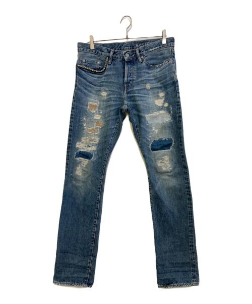 Hysteric Glamour（ヒステリックグラマー）Hysteric Glamour (ヒステリックグラマー) スタッズダメージ加工デニムパンツ　0242AP03 インディゴ サイズ:32の古着・服飾アイテム