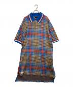 FRED PERRY×LOVERBOYフレッドペリー×ラヴァーボーイ）の古着「Charles Jeffrey Loverboy Longline Tartan Polo Shirt」｜ブルー