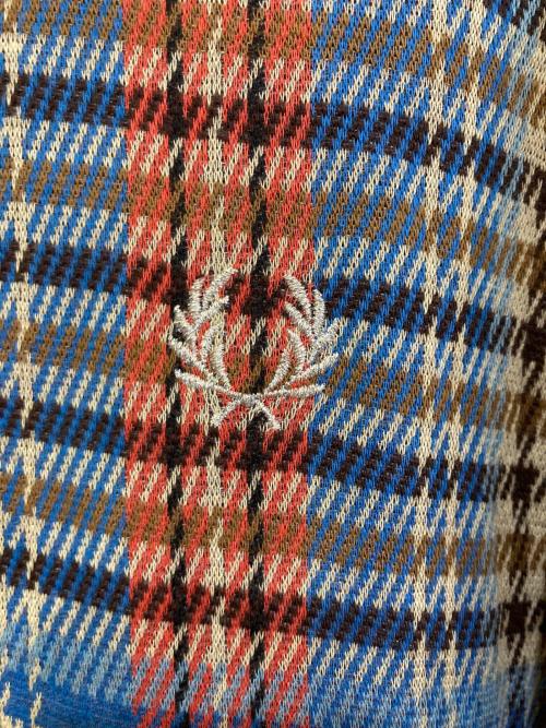 FRED PERRY（フレッドペリー）FRED PERRY (フレッドペリー) LOVERBOY (ラヴァーボーイ) Charles Jeffrey Loverboy Longline Tartan Polo Shirt ブルー サイズ:Lの古着・服飾アイテム