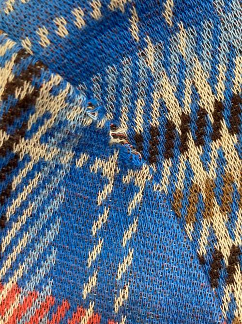 FRED PERRY（フレッドペリー）FRED PERRY (フレッドペリー) LOVERBOY (ラヴァーボーイ) Charles Jeffrey Loverboy Longline Tartan Polo Shirt ブルー サイズ:Lの古着・服飾アイテム