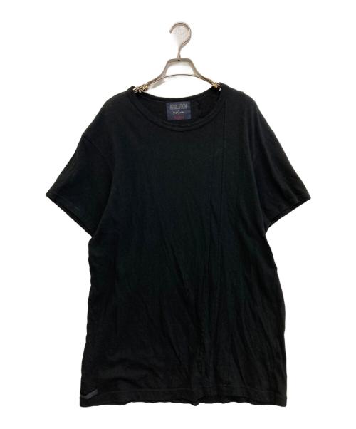 REGULATION Yohji Yamamoto（レギュレーションヨウジヤマモト）REGULATION Yohji Yamamoto (レギュレーションヨウジヤマモト) REタテ切替半袖　HG-T53-080 ブラック サイズ:3の古着・服飾アイテム