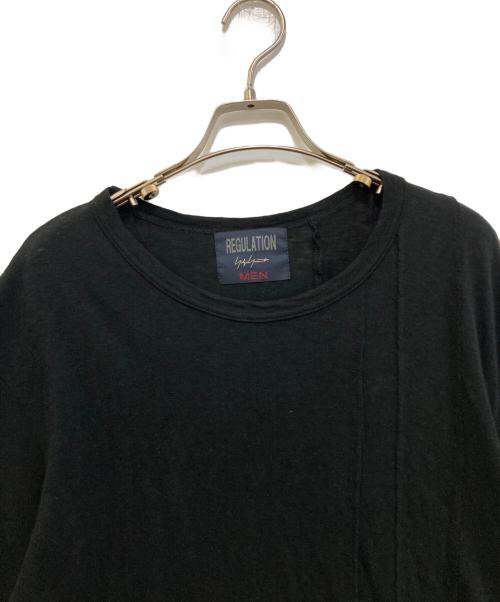 REGULATION Yohji Yamamoto（レギュレーションヨウジヤマモト）REGULATION Yohji Yamamoto (レギュレーションヨウジヤマモト) REタテ切替半袖　HG-T53-080 ブラック サイズ:3の古着・服飾アイテム
