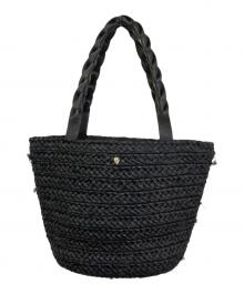 HELEN KAMINSKI（ヘレンカミンスキー）の古着「ラフィア/レザートートバッグ」｜ブラック