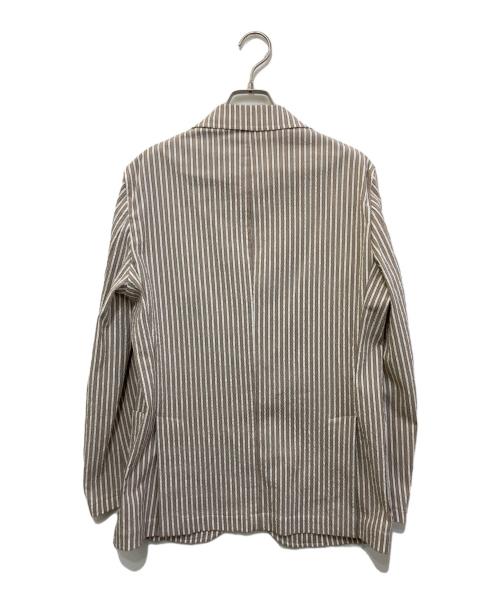 giannetto（ジャンネット）giannetto (ジャンネット) シアサッカーストライプテーラードジャケット ベージュ サイズ:実寸参照の古着・服飾アイテム