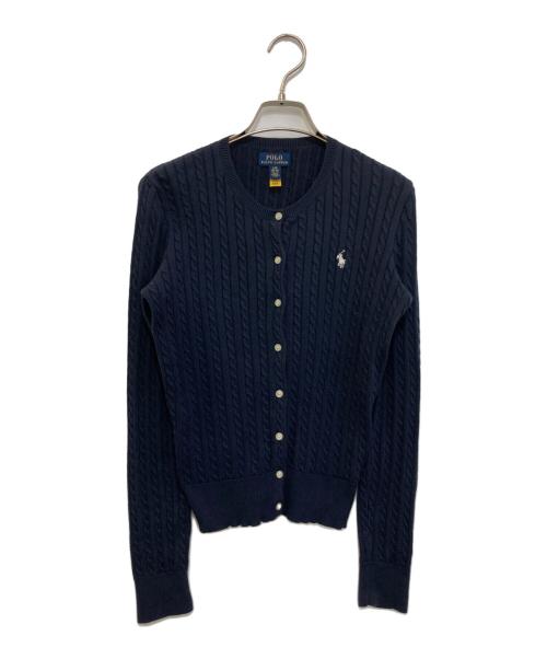 POLO RALPH LAUREN（ポロ・ラルフローレン）POLO RALPH LAUREN (ポロ・ラルフローレン) コットンケーブルニットカーディガン ネイビー サイズ:Lの古着・服飾アイテム