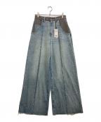Diagram GRACE CONTINENTALダイアグラム グレースコンチネンタル）の古着「コンビデニムワイドパンツ」｜グレー