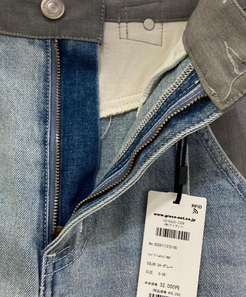 Diagram GRACE CONTINENTAL（ダイアグラム グレースコンチネンタル）Diagram GRACE CONTINENTAL (ダイアグラム グレースコンチネンタル) コンビデニムワイドパンツ グレー サイズ:38の古着・服飾アイテム