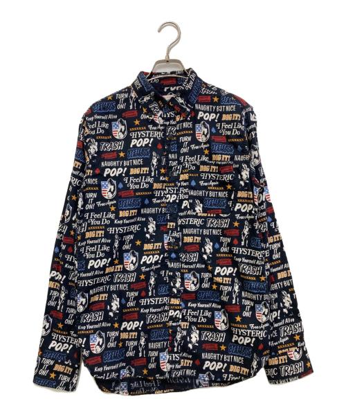 Hysteric Glamour（ヒステリックグラマー）Hysteric Glamour (ヒステリックグラマー) 総柄シャツ　0241AH05 ネイビー サイズ:Mの古着・服飾アイテム