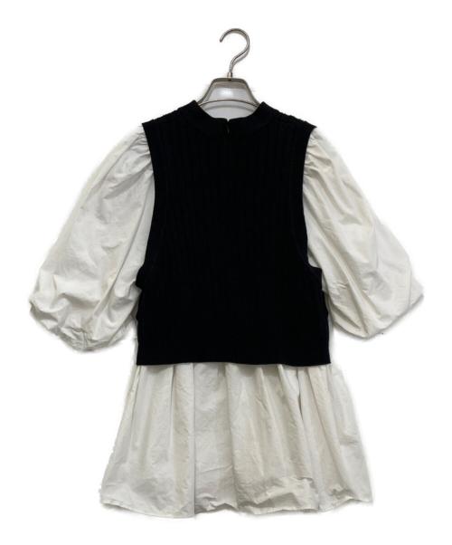 CELFORD（セルフォード）CELFORD (セルフォード) シャツレイヤードニットプルオーバー ブラック サイズ:38の古着・服飾アイテム