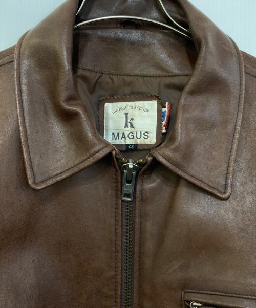 MAGUS（-）MAGUS (-) シングルライダースジャケット ブラウン サイズ:40の古着・服飾アイテム