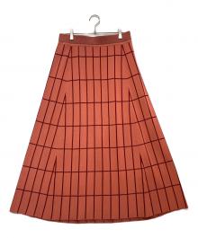 marimekko（マリメッコ）の古着「Tiiliskivi karnappi knitted skirt」｜オレンジ