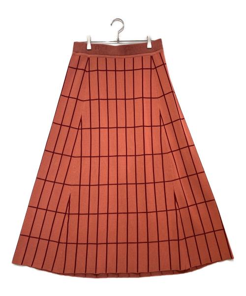 marimekko（マリメッコ）marimekko (マリメッコ) Tiiliskivi karnappi knitted skirt オレンジ サイズ:Mの古着・服飾アイテム