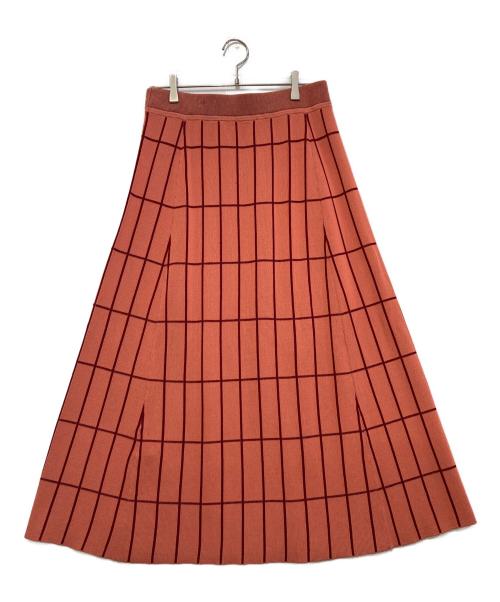 marimekko（マリメッコ）marimekko (マリメッコ) Tiiliskivi karnappi knitted skirt オレンジ サイズ:Mの古着・服飾アイテム