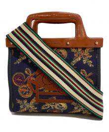 ETRO（エトロ）の古着「ラブトロッターミニトートバッグ　1P037」｜ブラウン×ネイビー