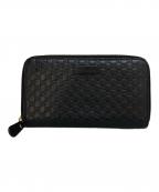 GUCCIグッチ）の古着「マイクログッチシマラウンドファスナー長財布　449391」｜ブラック