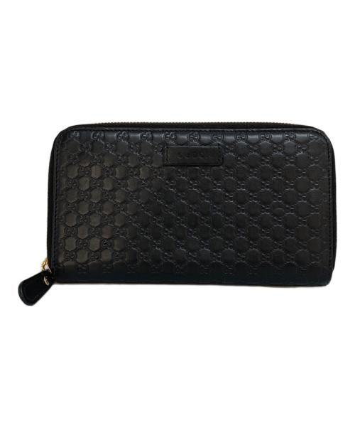 GUCCI（グッチ）GUCCI (グッチ) マイクログッチシマラウンドファスナー長財布　449391 ブラックの古着・服飾アイテム