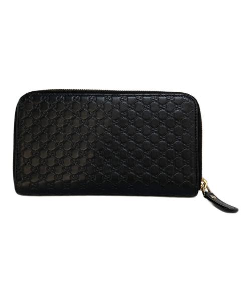 GUCCI（グッチ）GUCCI (グッチ) マイクログッチシマラウンドファスナー長財布　449391 ブラックの古着・服飾アイテム