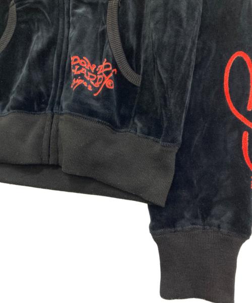 DON ED HARDY（ドンエドハーディ）DON ED HARDY (ドンエドハーディ) ベロアパーカー ブラック サイズ:XLの古着・服飾アイテム